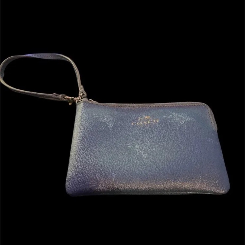 COACH Womens New Corner Zip Wristlet Blue Shooting Star Print Wallet Mini Purse